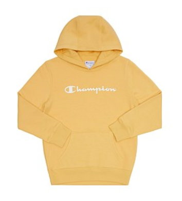 yellow champion script hoodie